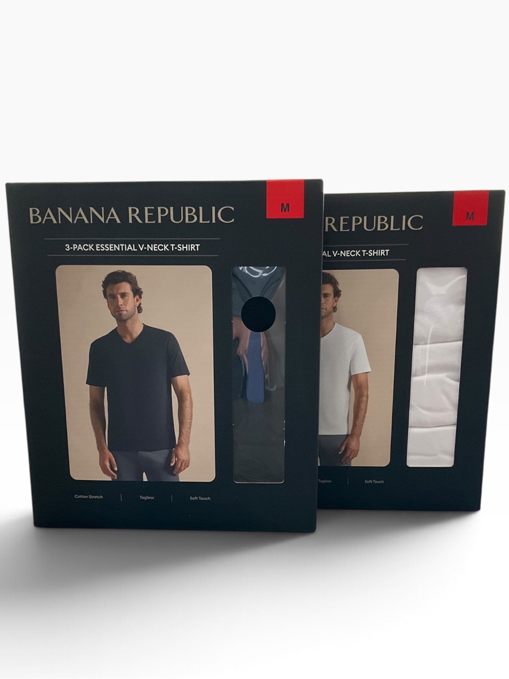 Banana Republic Men's Essential 3 White & 3 Black V-Neck T-Shirts Tee’s NEW NIB